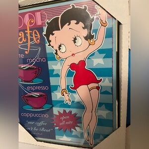 Vtg. Betty Boop 1998 Wall Poster Picture Coffee *Boop Cafe* Framed 16”X 16”